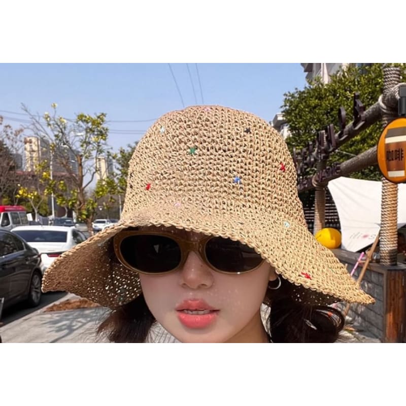 Melange Straw Sun Hat