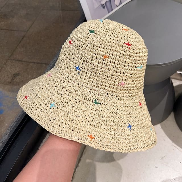 Melange Straw Sun Hat - Off-White / One Size