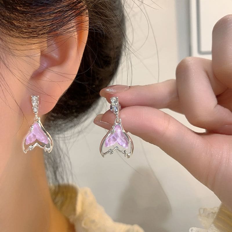 Mermaid Tail Rhinestone Drop Earring