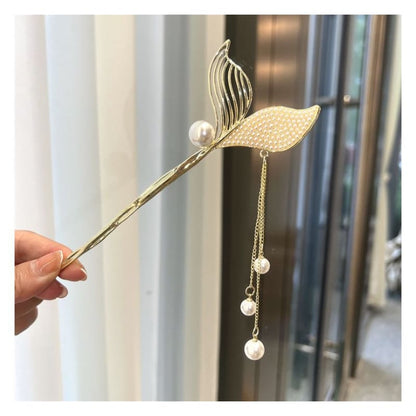 Mermaid Tail Rhinestone Faux Pearl Alloy Hair Stick