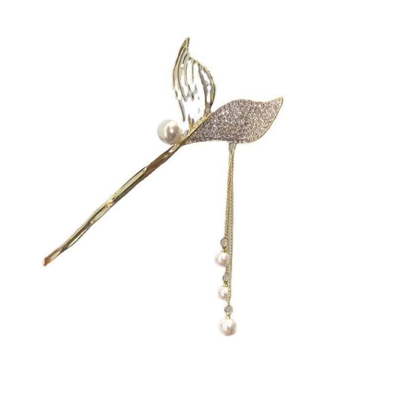 Mermaid Tail Rhinestone Faux Pearl Alloy Hair Stick