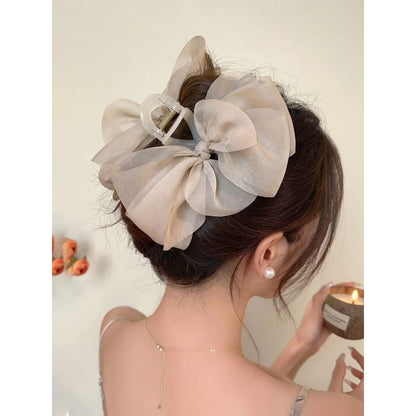 Mesh Bow Accent Hair Claw