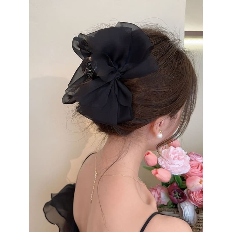 Mesh Bow Accent Hair Claw