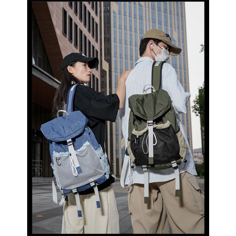 Mesh Panel Multi-Pocket Backpack