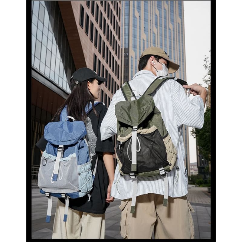 Mesh Panel Multi-Pocket Backpack