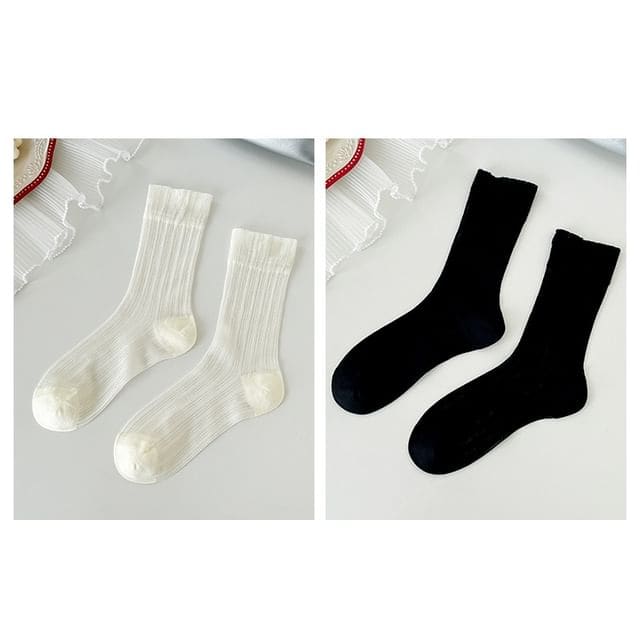 Mesh See - Set Of 2 Pairs - Black & White / One Size