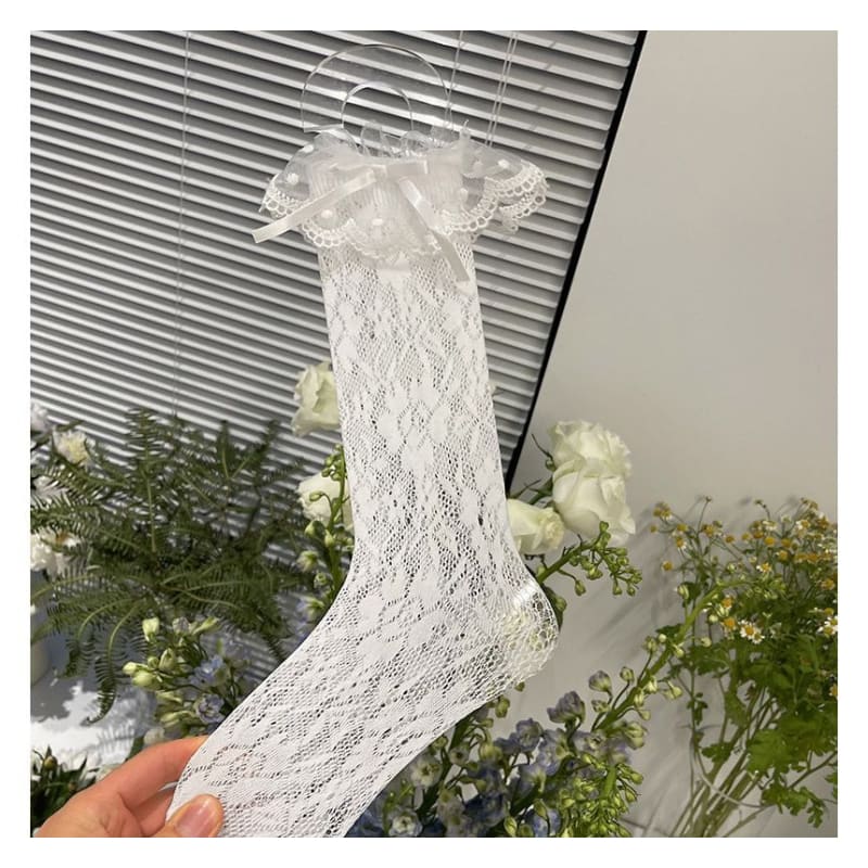 Mesh Trim Lace Socks