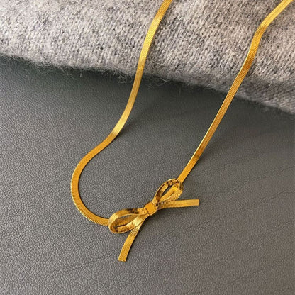 Metal Bow Choker Necklace - Necklace