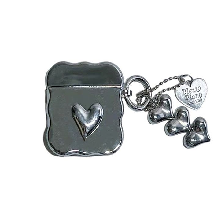 Metal Heart Airpods Case - Airpods 1/2 / Silver - AirPods