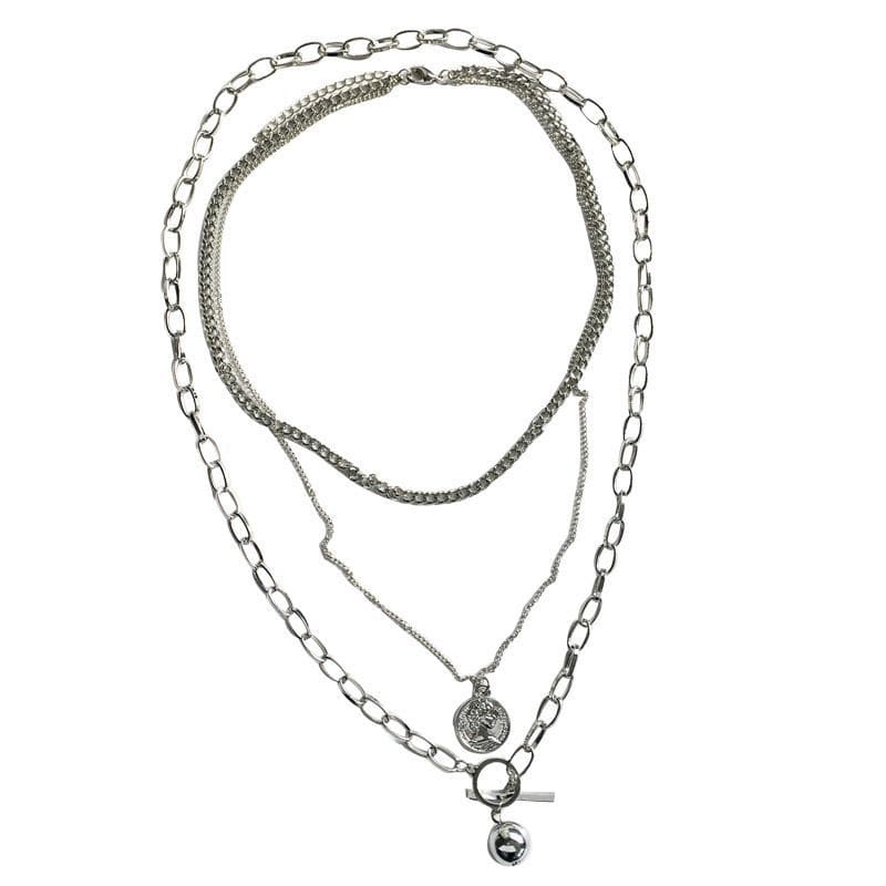 Metal Pendant Layered Choker Necklace