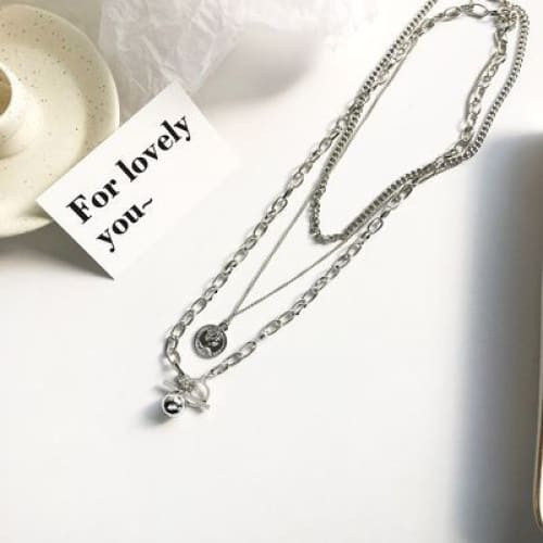 Metal Pendant Layered Choker Necklace