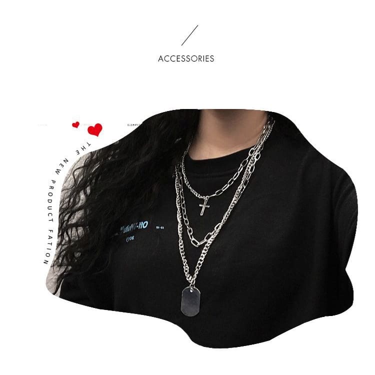 Metal Pendant Layered Choker Necklace