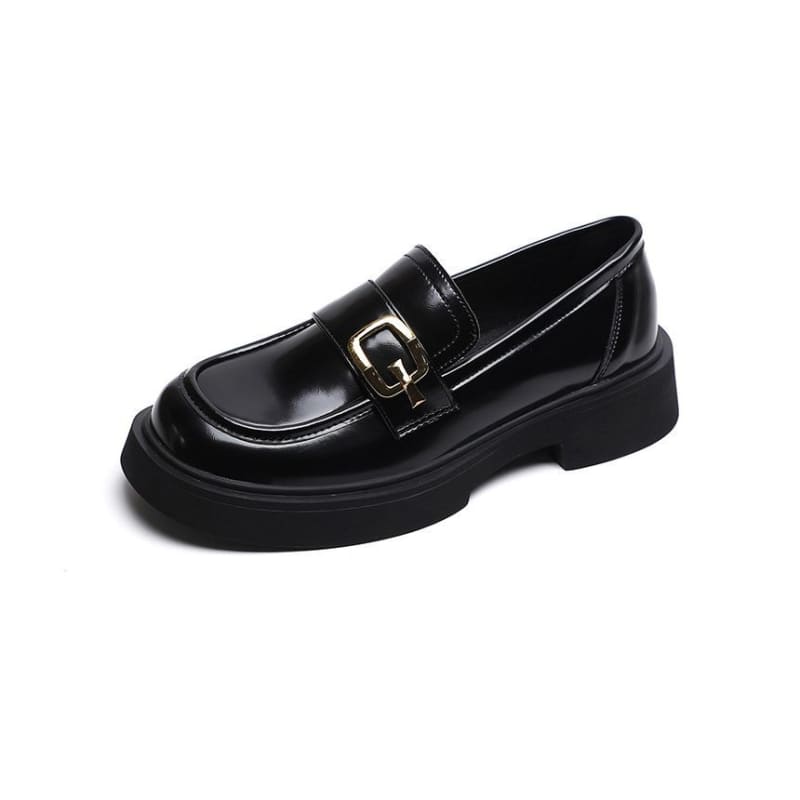 Metallic Buckle Platform Loafers