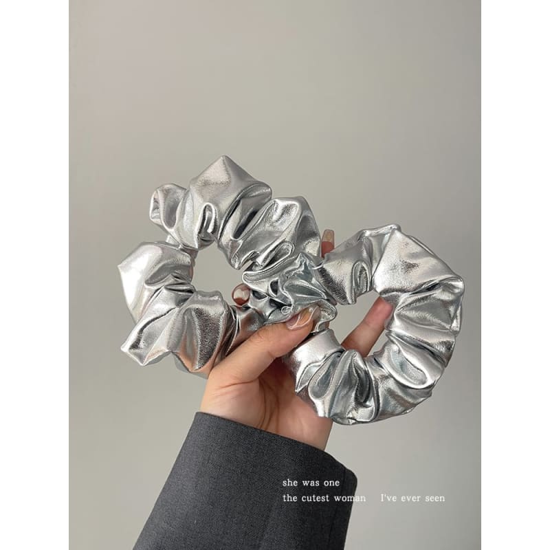 Metallic Patent Scrunchie