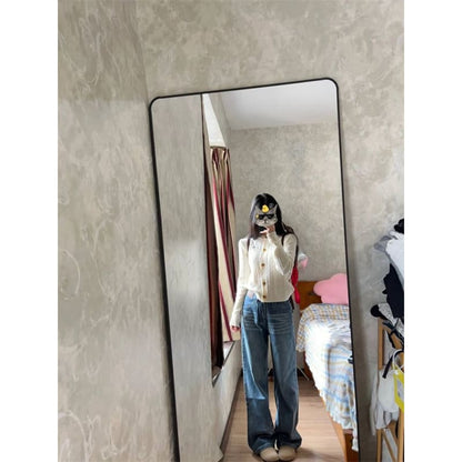 Mid Rise Applique Washed Wide Leg Jeans