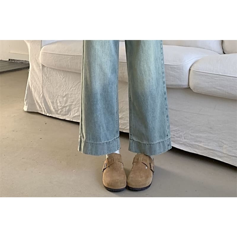 Mid Rise Plain Wide Leg Pants