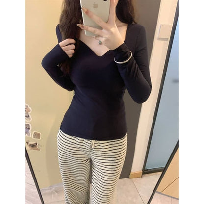 Mid Rise Striped Wide Leg Pants