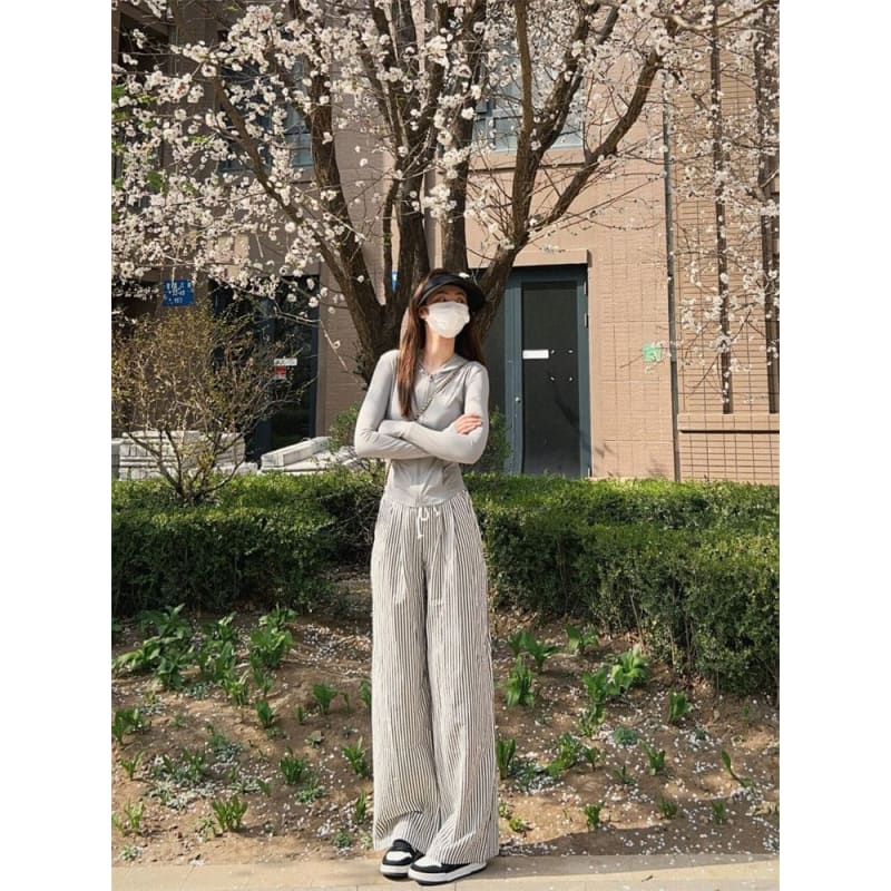 Mid Waist Striped Wide Leg Pants (Various Designs)