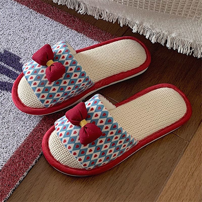 Milky strawberry slippers - Bow / 36-37 - slippers