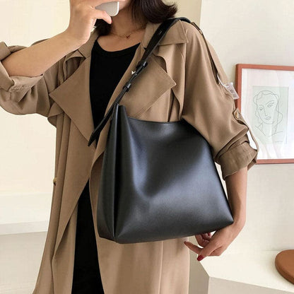 Minimalist Vegan Leather Tote Bag - Handbags