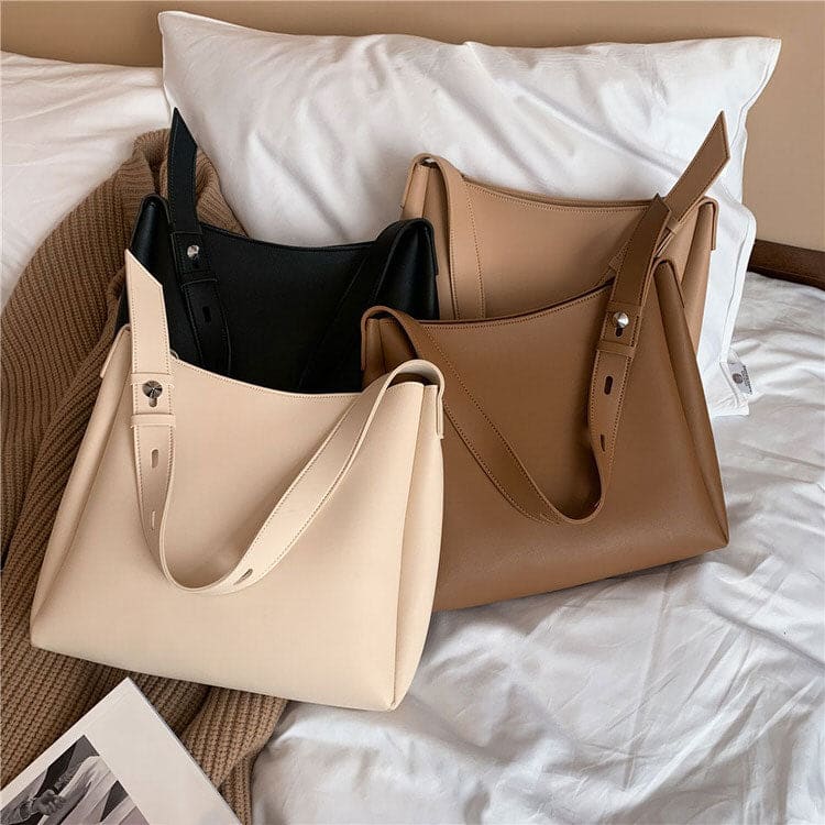 Minimalist Vegan Leather Tote Bag - Handbags