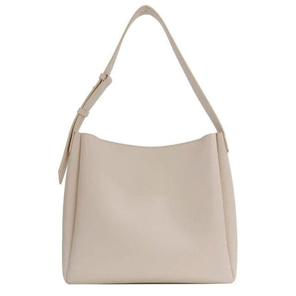 Minimalist Vegan Leather Tote Bag - Standart / Cream