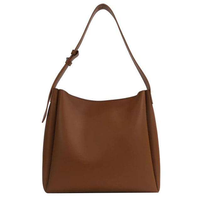 Minimalist Vegan Leather Tote Bag - Standart / Dark Brown