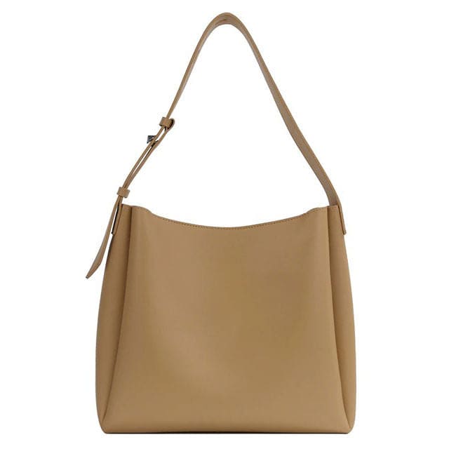 Minimalist Vegan Leather Tote Bag - Standart / Light Brown
