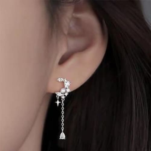 Moon & Star Alloy Dangle Earring