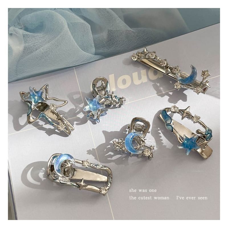 Moon & Star Alloy Hair Clip / Hair Clamp