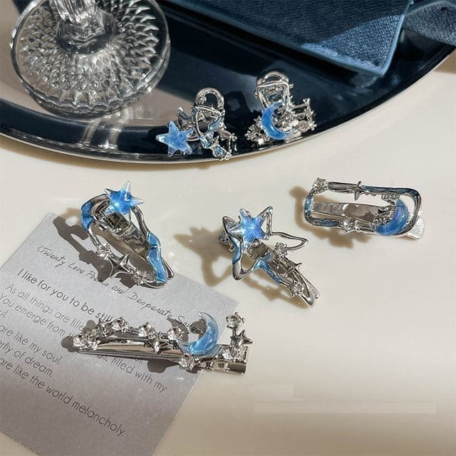 Moon & Star Alloy Hair Clip / Hair Clamp