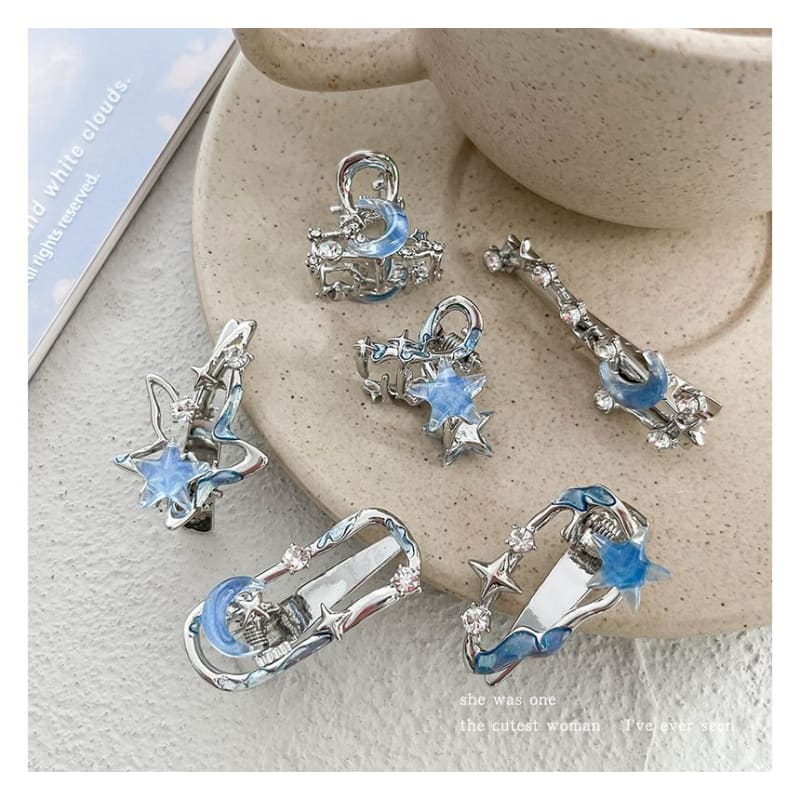 Moon & Star Alloy Hair Clip / Hair Clamp