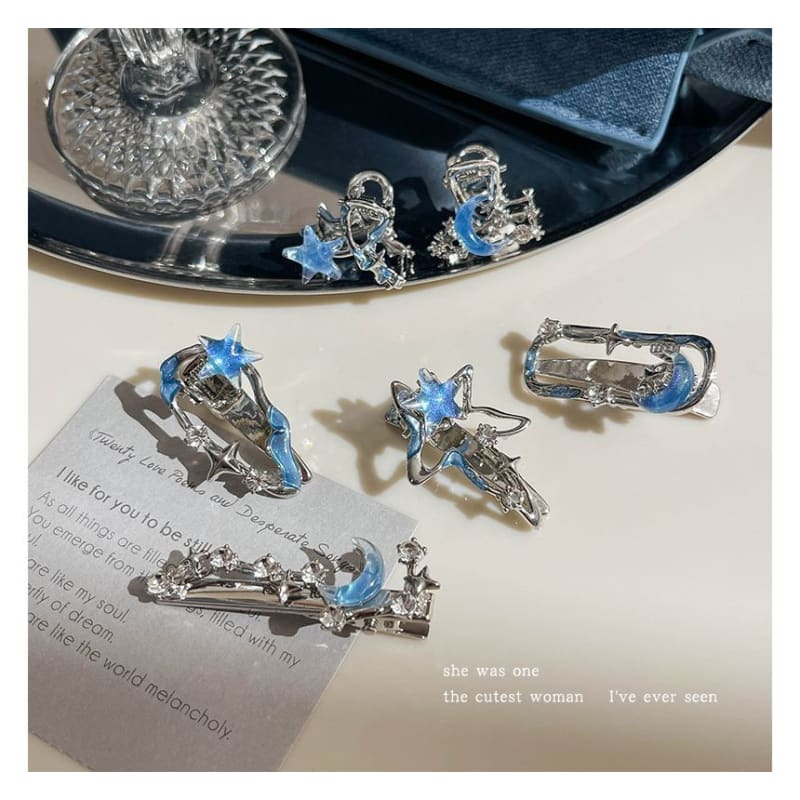 Moon & Star Alloy Hair Clip / Hair Clamp