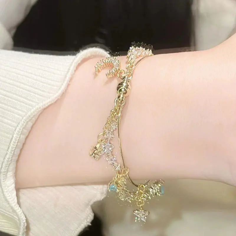 Kawaii Aesthetic Y2K Cute Fairy Moon Star Tassel Bracelet MK Kawaii Store