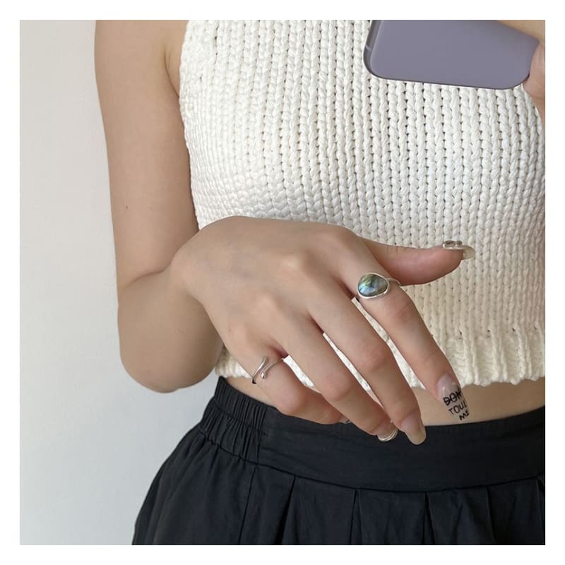 Moonstone Alloy Open Ring / Irregular Alloy Open Ring