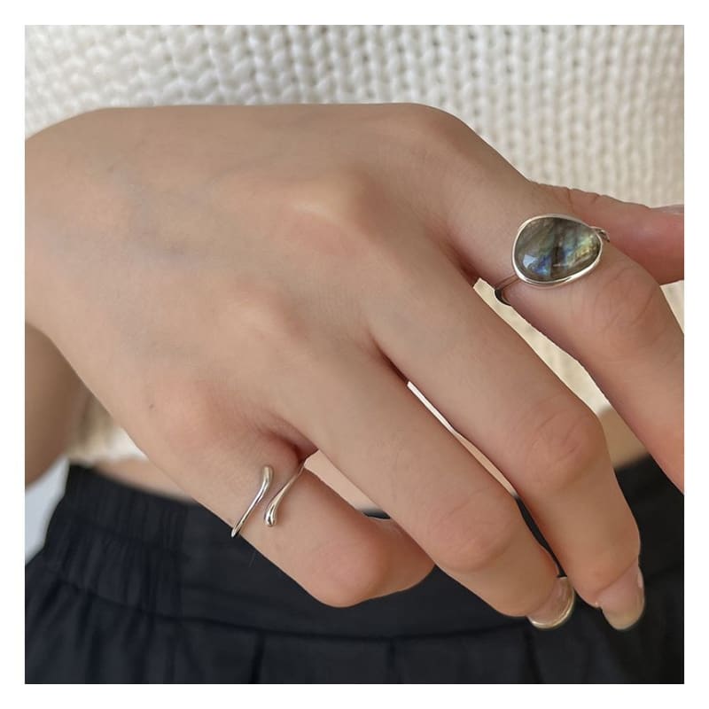 Moonstone Alloy Open Ring / Irregular Alloy Open Ring