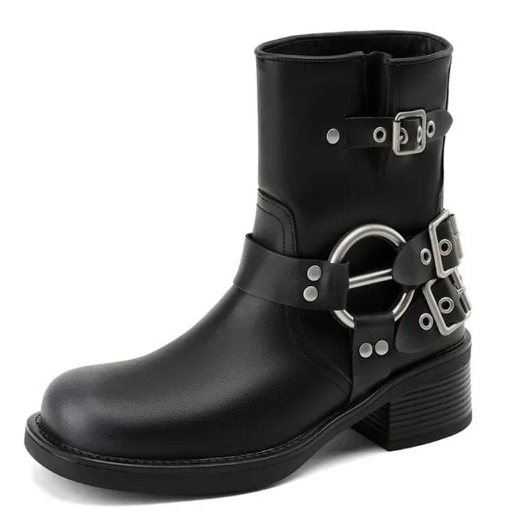 Motorcycle Buckle Boots - Boots