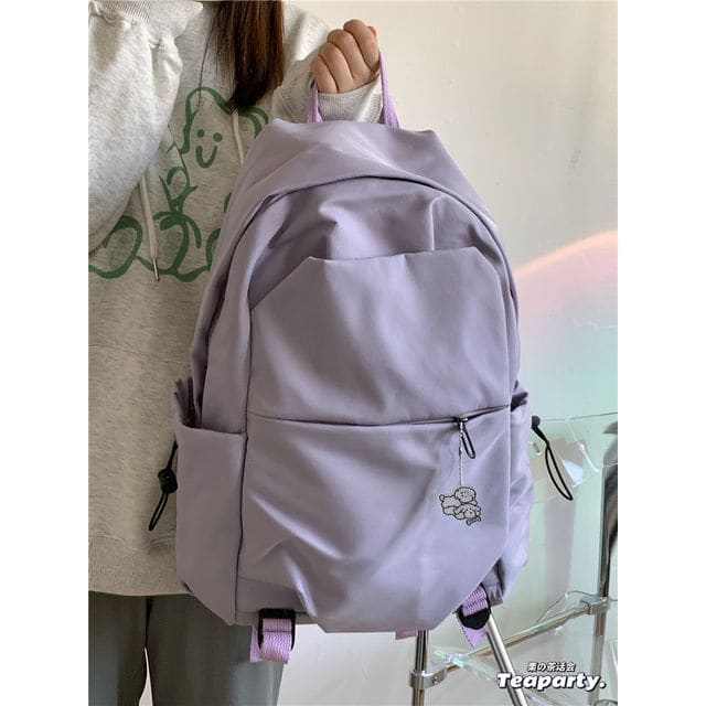 Multi-Pocket Backpack / Bag Charm / Set - Backpack - Purple