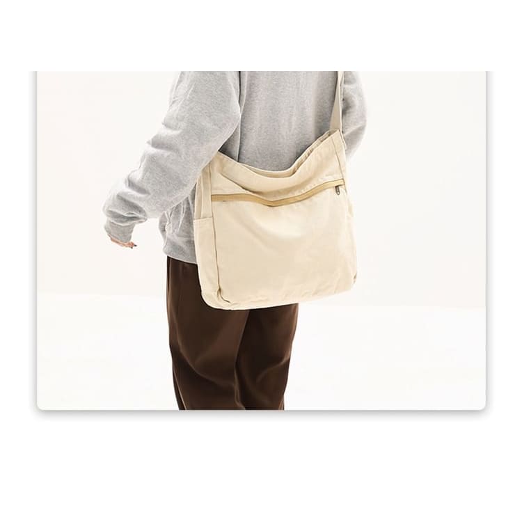 Multi-Pocket Canvas Crossbody Bag