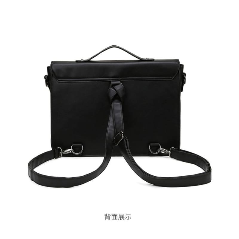 Multi-Pocket Faux Leather Satchel