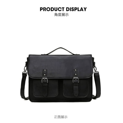 Multi-Pocket Faux Leather Satchel