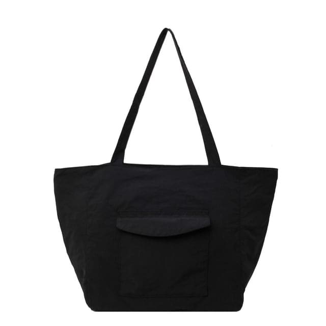 Multi-Pocket Tote Bag - Black / One Size