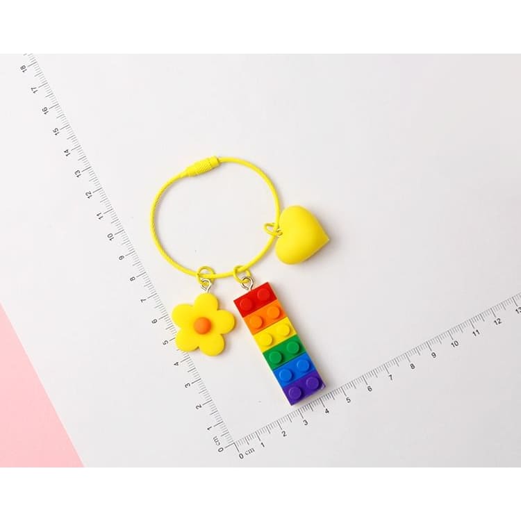 Multicolor Brick Bag Charm / Key Ring