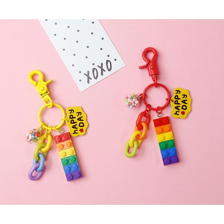 Multicolor Brick Bag Charm / Key Ring