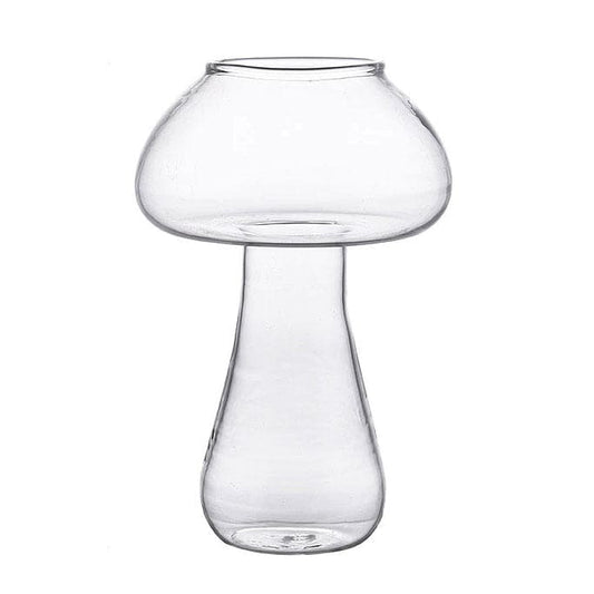 Mushroom Shaped Glass Vase - Clear