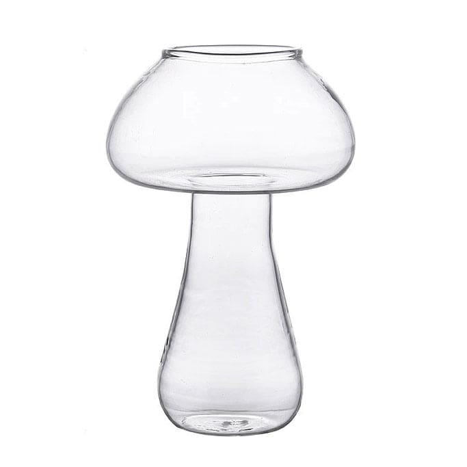 Mushroom Shaped Glass Vase - Clear