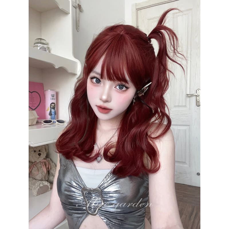 Natural Red Mermaid Lolita Wig - wine red