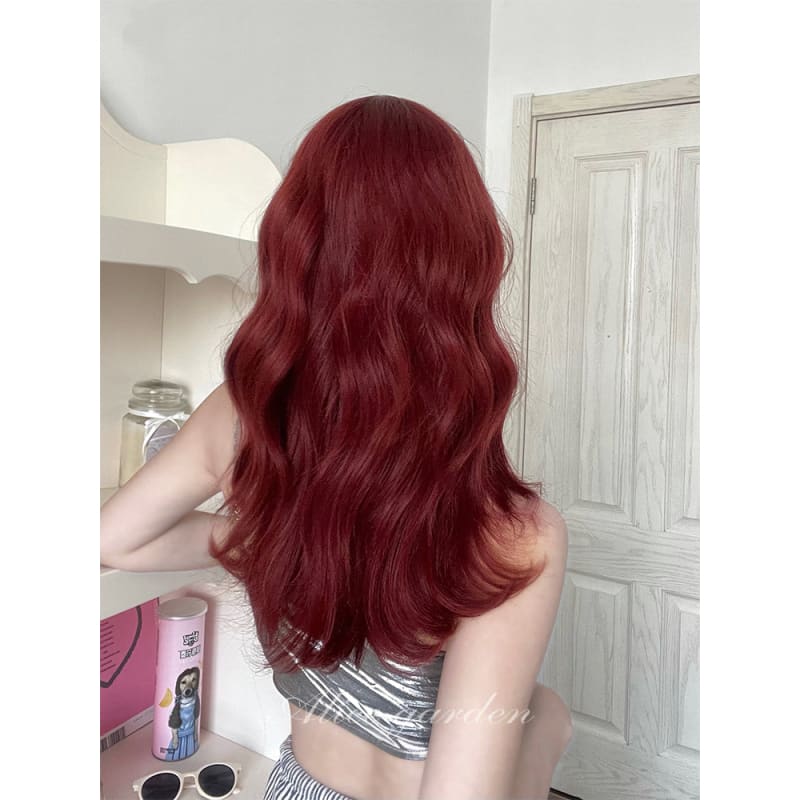 Natural Red Mermaid Lolita Wig - wine red