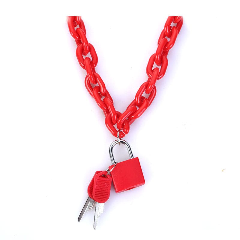 Neon Lock and Key Chain Necklace - Necklace