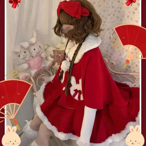 Kawaii Aesthetic Y2K Cute Fairy New Year's Red Dress Suit MK Kawaii Store